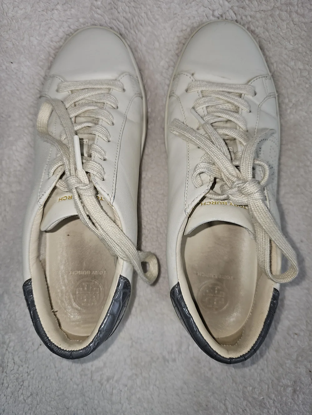 Tory Burch White Logo Sneakers Shoes size 7.5